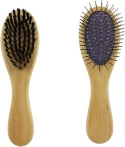 Merkloos Nobleza Dierenborstel - Hondenborstel - Kattenborstel - Tweezijdig - Dubbelzijdig - Hout - Maat L -Pet Care Verkoop 1021x1200