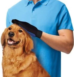 Vacht Verzorgingsborstel Voor Huisdieren - Blauw - LimitedDeals - Voor Honden Katten Konijnen Paarden - Tevens Massage Handschoen Voor Dieren! - Goed Voor De Verzorging Van De Vacht -Pet Care Verkoop 1162x1200