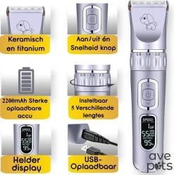 AVE Pets® Volledige Hondentondeuse Set Met Display - Draadloos Tondeuse - Scheerapparaat Voor Je Hond Of Kat - Huisdier Trimmer - Dierentondeuse - Dieren Verzorging -Pet Care Verkoop 1189x1200