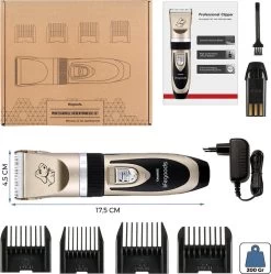 LifeGoods Hondentondeuse - Voor Katten En Honden - Complete Set - 5 Standen - Draadloos - Oplaadbaar - Goud/Zwart -Pet Care Verkoop 1190x1200