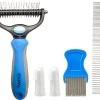 TwinQ Vachtverzorgingsset Hond/kat - Professionele 2-zijdige Ondervacht Kam - Klittenkam Voor Honden En Katten - Verwijderd Klitten En Voorkomt Haaruitval - Incl. Vlooienkam En Tandenborstel