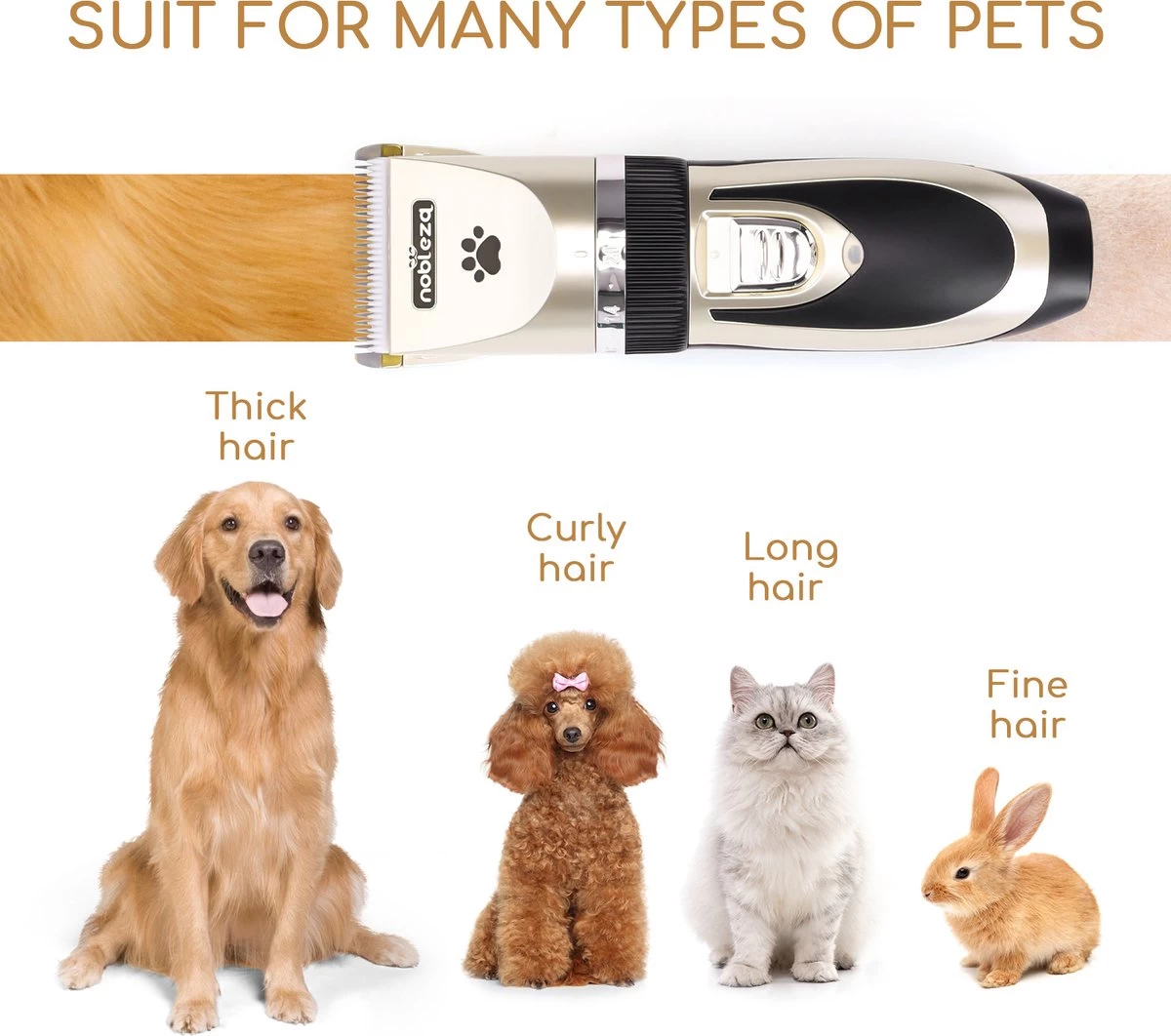 Nobleza B78 - Dieren Tondeuse Set - 4 Opzetkammen - Voor Huisdieren Katten & Honden - Draadloos 7 Nobleza B78 - Dieren Tondeuse Set - 4 Opzetkammen - Voor Huisdieren Katten & Honden - Draadloos - Afbeelding 7