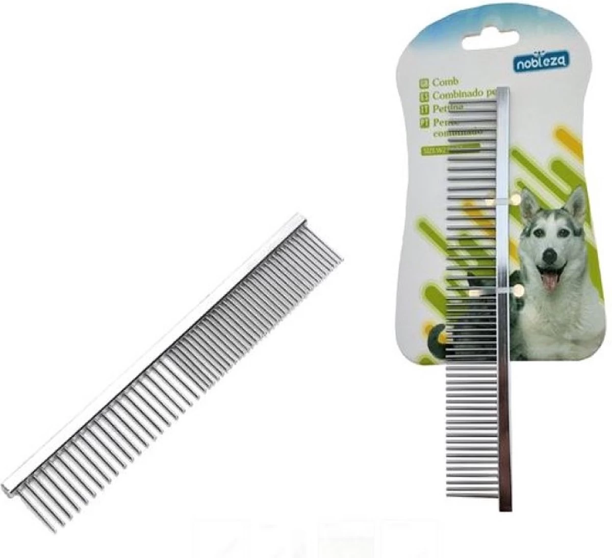 Nobleza Dierenkam - Vachtkam - Hondenkam - Kattenkam - RVS - Grof En Fijn 2 Nobleza Dierenkam - Vachtkam - Hondenkam - Kattenkam - RVS - Grof En Fijn - Afbeelding 2