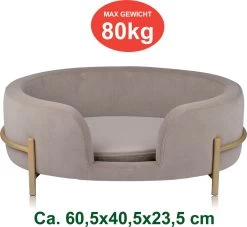 Maxxpro Pet Bed - Huisdieren Tot 80KG - Zacht Fluwelen Kussen - Verhoogd Katten- En Hondenbed - Grijs - 60,5 X 40,5 X 23,5 Cm -Pet Care Verkoop 1200x1103 3