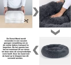 Hondenmand Donut – 60 Cm - Honden Mand – Pluche – Fluffy – Extra Zacht - Hondenkussen – Kattenkussen – Bed - Wasbaar Met Rits – Hondenmanden – Rond – Bank – Grijs - Qwality -Pet Care Verkoop 1200x1104 1