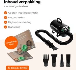 Captain Pup's Professionele Hondenföhn Met 4 Opzetstukken - Bijgeleverde Hondenborstel - Waterblazer Voor Honden - Zwart 13 Captain Pup's Professionele Hondenföhn Met 4 Opzetstukken - Bijgeleverde Hondenborstel - Waterblazer Voor Honden - Zwart -Pet Care Verkoop 1200x1116