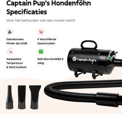 Captain Pup's Professionele Hondenföhn Met 4 Opzetstukken - Bijgeleverde Hondenborstel - Waterblazer Voor Honden - Zwart 10 Captain Pup's Professionele Hondenföhn Met 4 Opzetstukken - Bijgeleverde Hondenborstel - Waterblazer Voor Honden - Zwart -Pet Care Verkoop 1200x1117