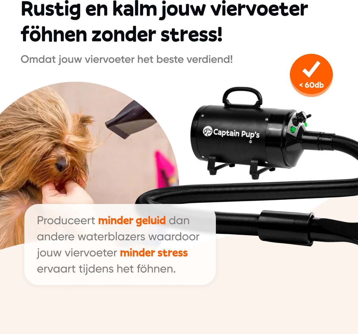 Captain Pup's Professionele Hondenföhn Met 4 Opzetstukken - Bijgeleverde Hondenborstel - Waterblazer Voor Honden - Zwart 5 Captain Pup's Professionele Hondenföhn Met 4 Opzetstukken - Bijgeleverde Hondenborstel - Waterblazer Voor Honden - Zwart - Afbeelding 5
