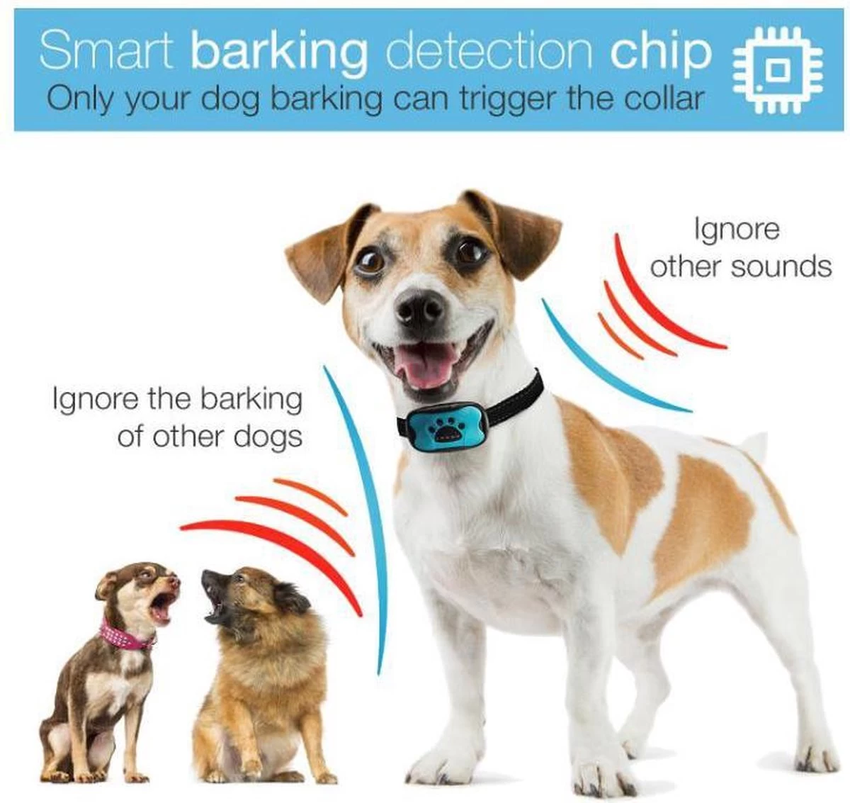 Merkloos Anti Blafband Voor Honden Blafband Anti Blaf Apparaat Blafband Zonder Schok - Diervriendelijk 3 Merkloos Anti Blafband Voor Honden Blafband Anti Blaf Apparaat Blafband Zonder Schok - Diervriendelijk - Afbeelding 3