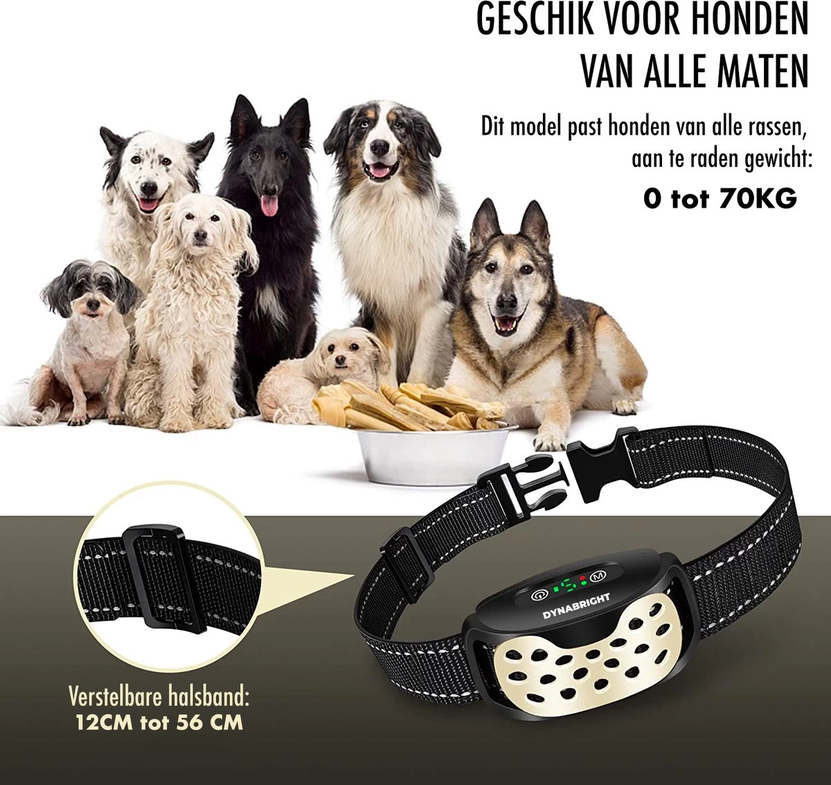 DynaBright Anti Blafband Voor Honden - 3-70KG - Diervriendelijk - Zonder Schok - Vibratie En Audio - Anti Blaf Band 2 DynaBright Anti Blafband Voor Honden - 3-70KG - Diervriendelijk - Zonder Schok - Vibratie En Audio - Anti Blaf Band - Afbeelding 2