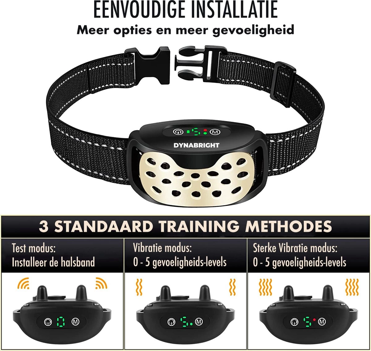 DynaBright Anti Blafband Voor Honden - 3-70KG - Diervriendelijk - Zonder Schok - Vibratie En Audio - Anti Blaf Band 3 DynaBright Anti Blafband Voor Honden - 3-70KG - Diervriendelijk - Zonder Schok - Vibratie En Audio - Anti Blaf Band - Afbeelding 3
