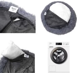 Hondenmand Donut – 60 Cm - Honden Mand – Pluche – Fluffy – Extra Zacht - Hondenkussen – Kattenkussen – Bed - Wasbaar Met Rits – Hondenmanden – Rond – Bank – Grijs - Qwality -Pet Care Verkoop 1200x1139 4