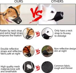 Merkloos Hoog Kwaliteit Muilkorf Met Bedrukt Patroon - Muilkorf Hond - Hondensnuit - Anti Blaf En Bijt - Voor Kleine En Grote Honden Maat M Zwart Reflecterend -Pet Care Verkoop 1200x1147 4