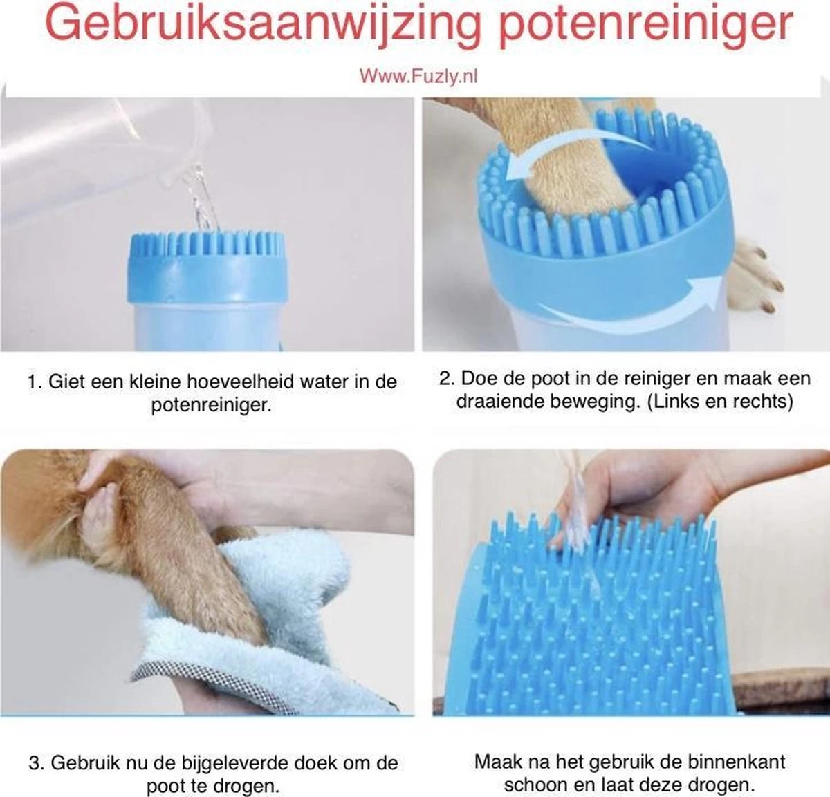 Fuzly - Hondenpoot Reiniger - + Handdoek - Hondenborstel - Hondenverzorging - Verzorging Hond - Hond Wassen - Blauw 2 Fuzly - Hondenpoot Reiniger - + Handdoek - Hondenborstel - Hondenverzorging - Verzorging Hond - Hond Wassen - Blauw - Afbeelding 2
