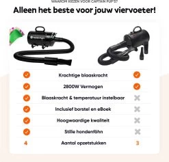 Captain Pup's Professionele Hondenföhn Met 4 Opzetstukken - Bijgeleverde Hondenborstel - Waterblazer Voor Honden - Zwart 14 Captain Pup's Professionele Hondenföhn Met 4 Opzetstukken - Bijgeleverde Hondenborstel - Waterblazer Voor Honden - Zwart -Pet Care Verkoop 1200x1153