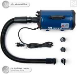Nuvoo Professionele Hondenföhn / Waterblazer / Hondenborstel Met 3 Opzetstukken - Verstelbare Vermogen Tot 2200W - Warme / Koude Stand - Blauw -Pet Care Verkoop 1200x1153 5