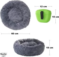 Hondenmand Donut – 60 Cm - Honden Mand – Pluche – Fluffy – Extra Zacht - Hondenkussen – Kattenkussen – Bed - Wasbaar Met Rits – Hondenmanden – Rond – Bank – Grijs - Qwality -Pet Care Verkoop 1200x1163 11