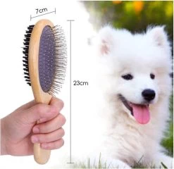 Merkloos Nobleza Dierenborstel - Hondenborstel - Kattenborstel - Tweezijdig - Dubbelzijdig - Hout - Maat L -Pet Care Verkoop 1200x1166 1