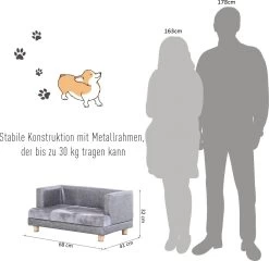 PawHut Hondenbank Huisdierbank Hondenbed Hondenmat Woonkamer PU-leer Kort Pluche Grijs D04-135 -Pet Care Verkoop 1200x1168 6