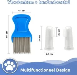 TwinQ Vachtverzorgingsset Hond/kat - Professionele 2-zijdige Ondervacht Kam - Klittenkam Voor Honden En Katten - Verwijderd Klitten En Voorkomt Haaruitval - Incl. Vlooienkam En Tandenborstel -Pet Care Verkoop 1200x1173 3