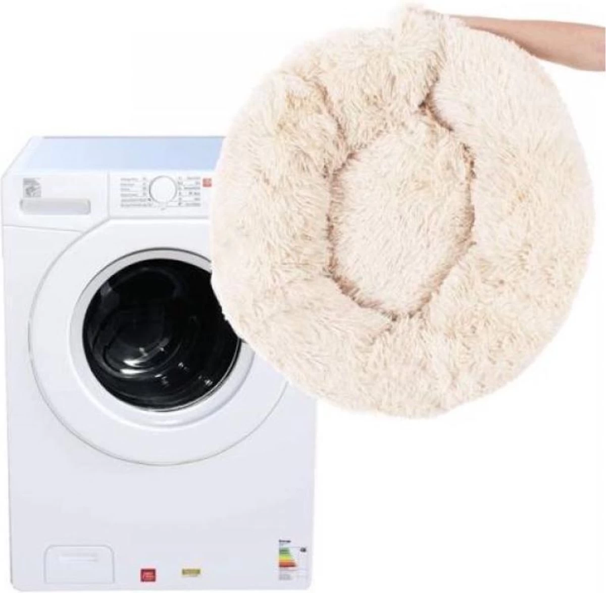 Springos Hondenmand | Superzacht En Luxe | Wasbaar | Donut | Fluffy | Hondenkussen | 60 Cm | Beige 5 Springos Hondenmand | Superzacht En Luxe | Wasbaar | Donut | Fluffy | Hondenkussen | 60 Cm | Beige - Afbeelding 5