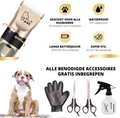BeautyFit - 16-delig Hondentondeuse Set - Professionele Honden Trimset - Dieren Tondeuse Voor Dikke Vacht - Meest Complete Set - Inclusief 4 Opzetkammen - Hondenschaar - Mist Verstuiver - Handschoen Borstel - Nagelknipper -Pet Care Verkoop 1200x1175 3