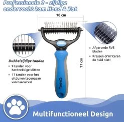 TwinQ Vachtverzorgingsset Hond/kat - Professionele 2-zijdige Ondervacht Kam - Klittenkam Voor Honden En Katten - Verwijderd Klitten En Voorkomt Haaruitval - Incl. Vlooienkam En Tandenborstel -Pet Care Verkoop 1200x1178 3