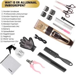 BeautyFit - 16-delig Hondentondeuse Set - Professionele Honden Trimset - Dieren Tondeuse Voor Dikke Vacht - Meest Complete Set - Inclusief 4 Opzetkammen - Hondenschaar - Mist Verstuiver - Handschoen Borstel - Nagelknipper -Pet Care Verkoop 1200x1187 4