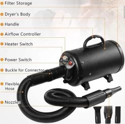 Merkloos Edward&DeVries Professionele Hondenföhn Met 4 Opzetstukken – Waterblazer Voor Honden – Stil Design – Krachtig + Extra Filter - Zwart -Pet Care Verkoop 1200x1195 9
