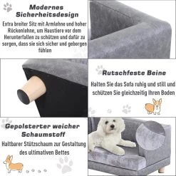 PawHut Hondenbank Huisdierbank Hondenbed Hondenmat Woonkamer PU-leer Kort Pluche Grijs D04-135 -Pet Care Verkoop 1200x1200 1033