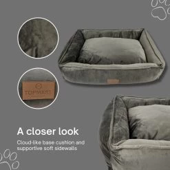 Topmast Soft Velours - Hondenmand - 75 X 58 Cm - L - Grijs - Hondenbed - Hondenkussen - Luxe Hondenmanden - Machinewasbaar Binnenkussen -Pet Care Verkoop 1200x1200 1050