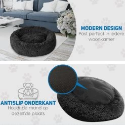 Pawzle Hondenmand - Donut Hondenkussen - Kattenmand - Bed Voor Honden & Katten - Wasbaar - 80cm - Zwart -Pet Care Verkoop 1200x1200 1053