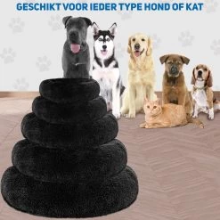 Pawzle Hondenmand - Donut Hondenkussen - Kattenmand - Bed Voor Honden & Katten - Wasbaar - 80cm - Zwart -Pet Care Verkoop 1200x1200 1054