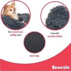 Snoozle Donut Hondenmand - Zacht En Luxe Hondenkussen - Wasbaar - Fluffy - Hondenmanden - 50cm - Grijs -Pet Care Verkoop 1200x1200 1076