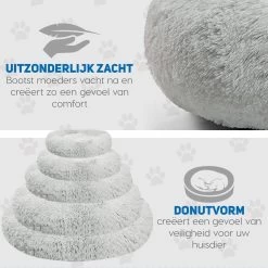 Pawzle Hondenmand - Donut Hondenkussen - Kattenmand - Bed Voor Honden & Katten - Wasbaar - 100cm - Grijs -Pet Care Verkoop 1200x1200 1104