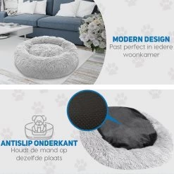 Pawzle Hondenmand - Donut Hondenkussen - Kattenmand - Bed Voor Honden & Katten - Wasbaar - 100cm - Grijs -Pet Care Verkoop 1200x1200 1105