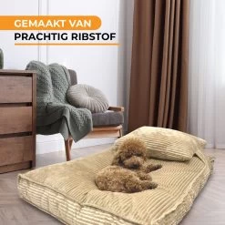 Orthopedisch Hondenkussen Grijs - Hondenmand Ribstof Premium L - Luxe Hondenbed 100x70cm - Grijs Tot 40 KG -Pet Care Verkoop 1200x1200 1124