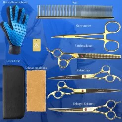 Scharenset Hond - 8-Delige Scharenset - Hondenschaar - Trimset - Trimschaar Voor Honden - Huisdier Knipset - Effileerschaar Hond - Goud -Pet Care Verkoop 1200x1200 119