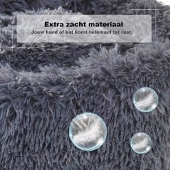 Hondenmand Donut – 60 Cm - Honden Mand – Pluche – Fluffy – Extra Zacht - Hondenkussen – Kattenkussen – Bed - Wasbaar Met Rits – Hondenmanden – Rond – Bank – Grijs - Qwality -Pet Care Verkoop 1200x1200 1200