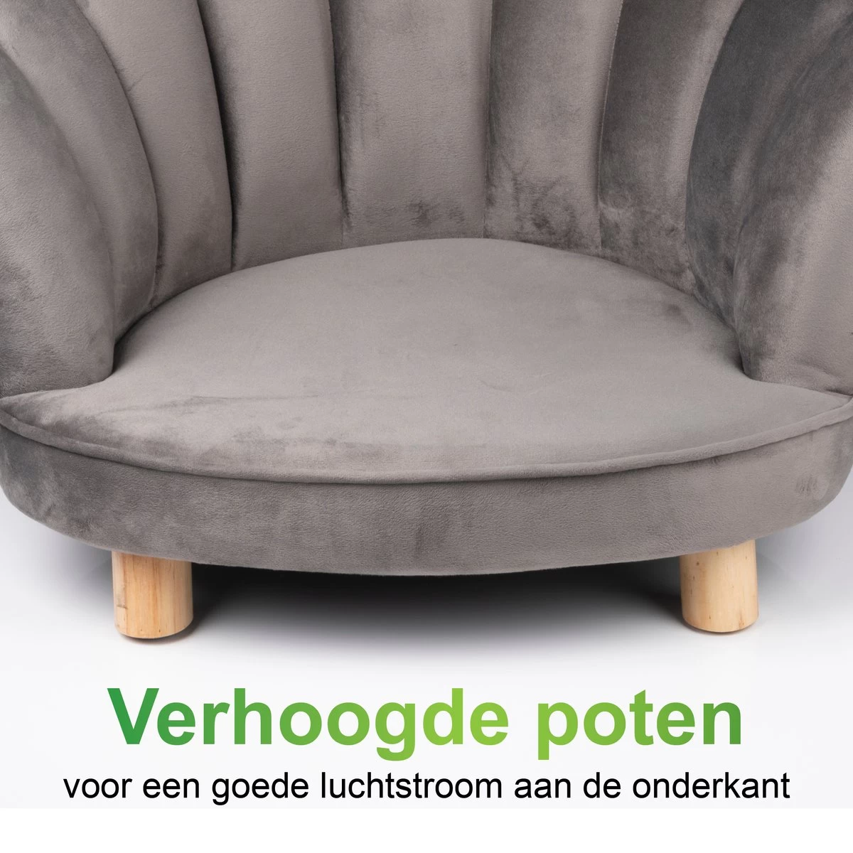 Maxxpro Katten- En Hondenstoel - Grijs - Verhoogd Met Houten Poten - Fluweel Materiaal - 61.5 X 52 X 33 CM - Huisdieren Tot 80 KG 4 Maxxpro Katten- En Hondenstoel - Grijs - Verhoogd Met Houten Poten - Fluweel Materiaal - 61.5 X 52 X 33 CM - Huisdieren Tot 80 KG - Afbeelding 4