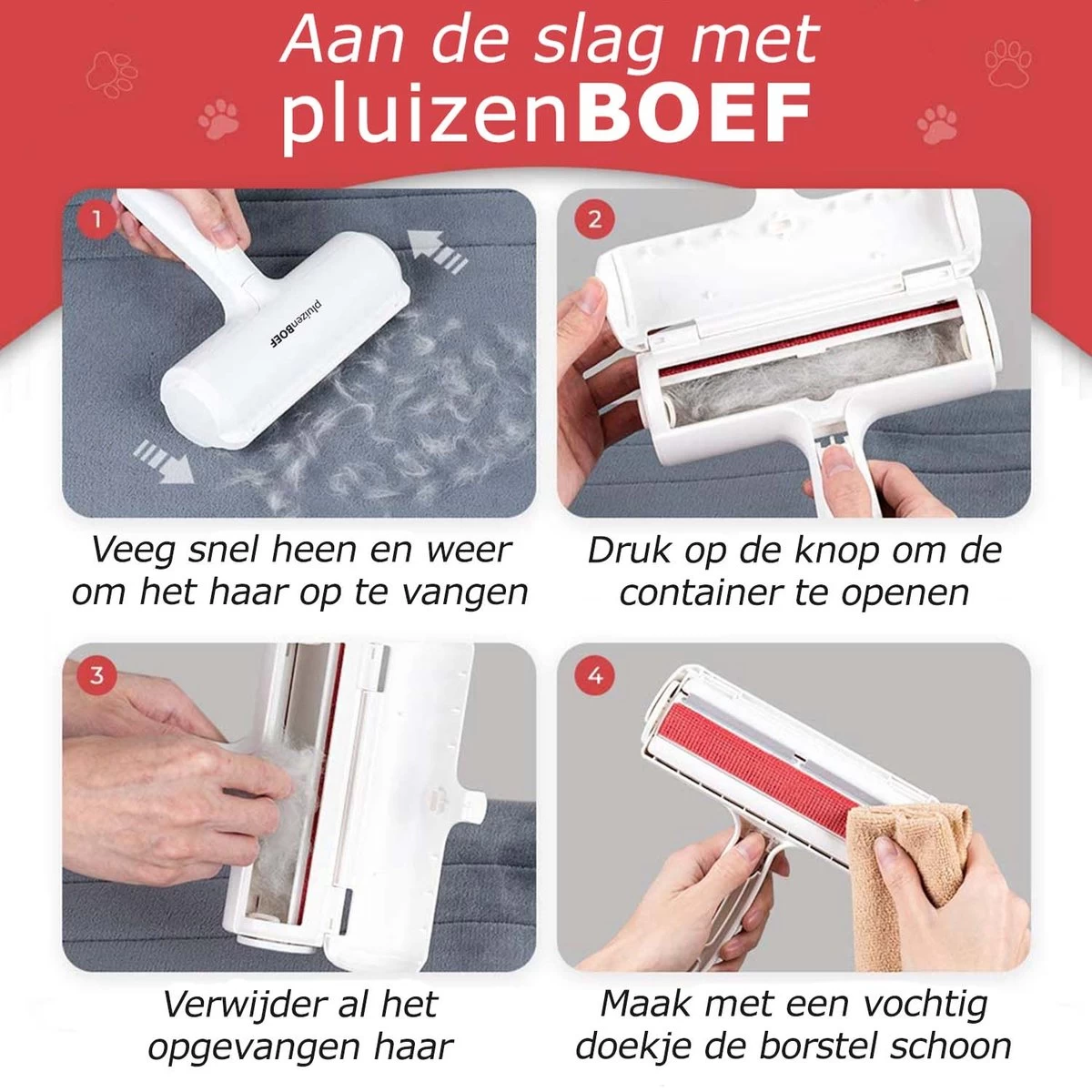 PluizenBOEF® Huisdierhaar Verwijderaar - Haarverwijderaar Voor Huisdieren - Hondenhaar - Kattenhaar - Pluizenborstel 8 PluizenBOEF® Huisdierhaar Verwijderaar - Haarverwijderaar Voor Huisdieren - Hondenhaar - Kattenhaar - Pluizenborstel - Afbeelding 8