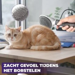 Kattenborstel - Hondenborstel - Pluizenverwijderaar - Haarverwijderaar Voor Huisdieren - Hondenkam - Kattenkam - Huisdierhaar Verwijderaar - Ontpluizer - Kattenhaar & Hondenhaar Verwijderaar - Voor Langharig & Kortharig - Grijs -Pet Care Verkoop 1200x1200 168