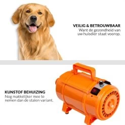 Krachtige Hondenföhn/ Waterblazer Met Draaiknop Om Overtollig Water En Stof Snel Uit De Vacht Te Blazen | Verstelbare Vermogen Standen (500W Tot 2200W) En Verstelbare Temperatuur - Type B Oranje -Pet Care Verkoop 1200x1200 282