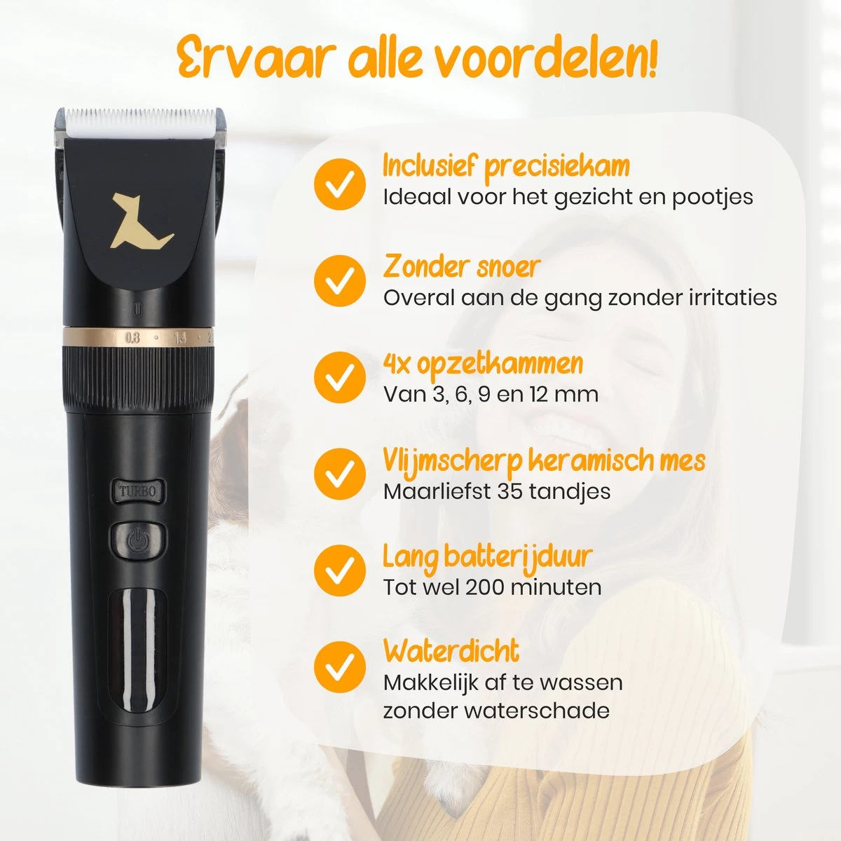 Loyalpetclub® Professionele 2-in-1 Hondentondeuse Voor Dikke Vacht – Draadloze Honden Tondeuse & Hondentrimmer – Stille Tondeuse Katten & Honden Trimset - Inclusief Opbergtasje 4 Loyalpetclub® Professionele 2-in-1 Hondentondeuse Voor Dikke Vacht – Draadloze Honden Tondeuse & Hondentrimmer – Stille Tondeuse Katten & Honden Trimset - Inclusief Opbergtasje - Afbeelding 4