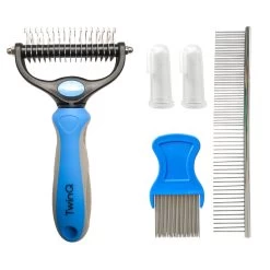 TwinQ Vachtverzorgingsset Hond/kat - Professionele 2-zijdige Ondervacht Kam - Klittenkam Voor Honden En Katten - Verwijderd Klitten En Voorkomt Haaruitval - Incl. Vlooienkam En Tandenborstel -Pet Care Verkoop 1200x1200 478