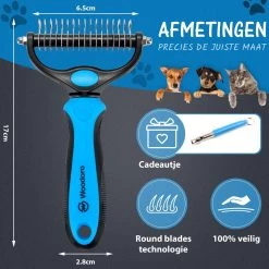 Hoogwaardige 2-Zijdige Hondenkam Hondenborstel Borstel Hond Klittenkam - Ondervacht Kam - Honden Borstel - Honden Kam - Hondenborstel Langharig - Hondenborstel Kortharig - Verwijdert Klitten - Voorkomt Verharing - Blauw - Woodoro -Pet Care Verkoop 1200x1200 503
