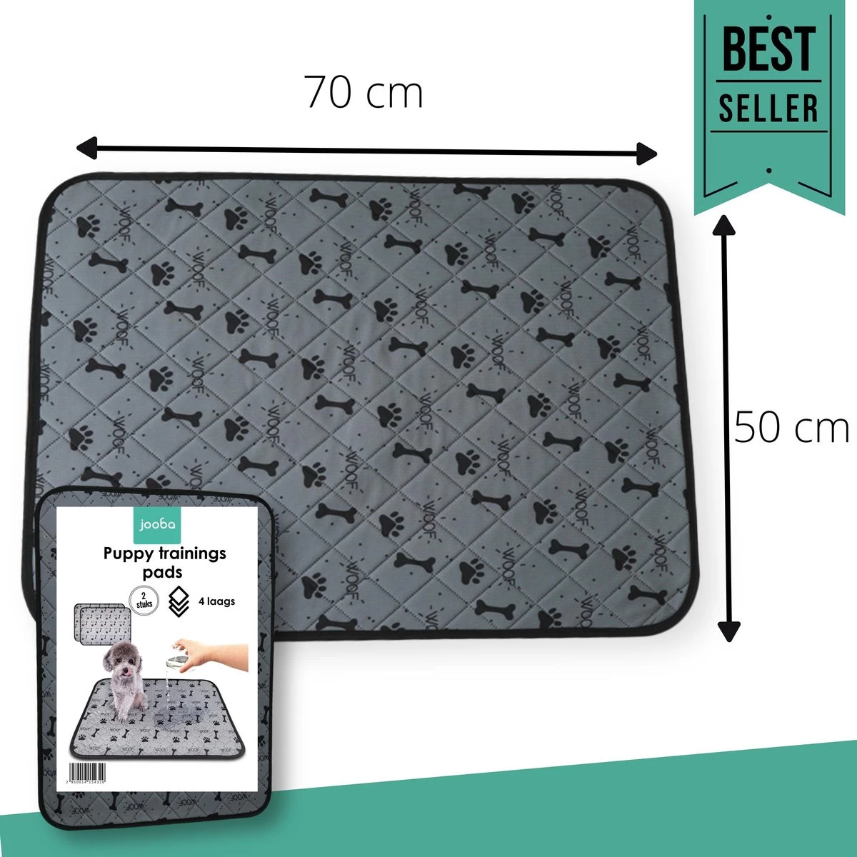 Jooba Puppy Training Pads - Wasbare Puppy Pads 2 Stuks - Hondentoilet - 70x50cm - Puppy 7 Jooba Puppy Training Pads - Wasbare Puppy Pads 2 Stuks - Hondentoilet - 70x50cm - Puppy - Afbeelding 7