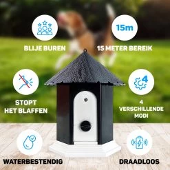 Vulpes Pets® Anti Blaf Apparaat Pro - Anti Blafband Voor Alle Honden - Luxe Hondentrainer - Diervriendelijk & Zonder Schok - Inclusief 9V Batterij - Waterbestendig - Ophangbaar - Instelbare Ultrasone Niveauregeling - 4 Standen -Pet Care Verkoop 1200x1200 792