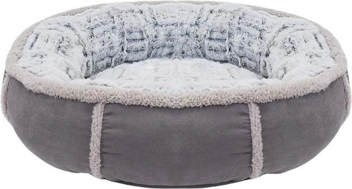 Rosewood Hondenmand Pluche Donut Grijs - 51X51X13 CM 1 Rosewood Hondenmand Pluche Donut Grijs - 51X51X13 CM