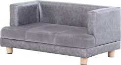 PawHut Hondenbank Huisdierbank Hondenbed Hondenmat Woonkamer PU-leer Kort Pluche Grijs D04-135 -Pet Care Verkoop 1200x651